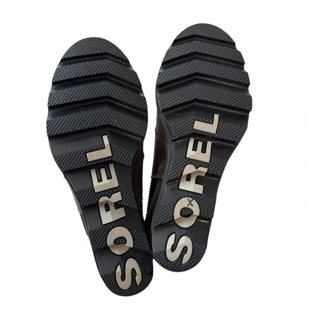 Sorel Joan of‎ Atric Wedge II Ankle Boots Waterproof Leather Brown Gray 9